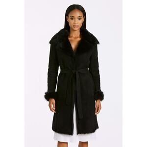 Burberry London Shearling Fur Coat in Black